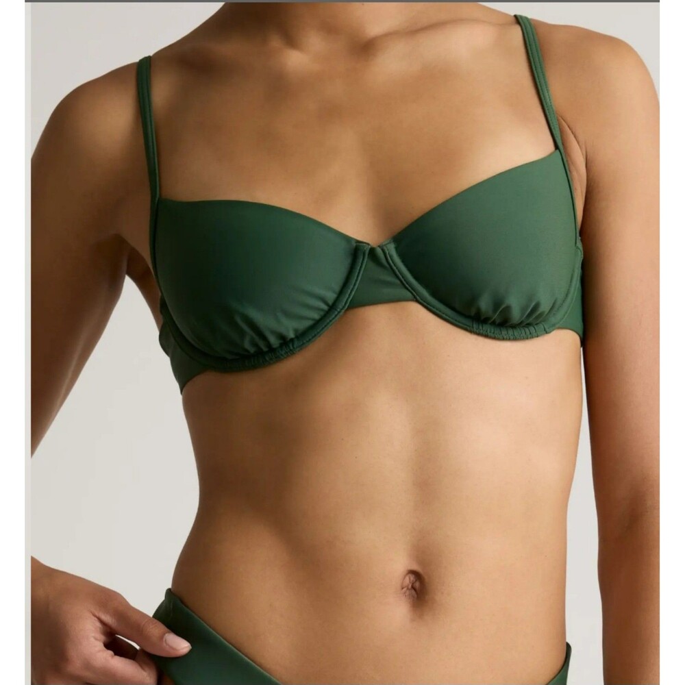 Quince Italian Demi Bikini Top Size M underwire beach outdoor in Palm (green)